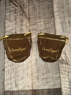 Crown Royal Brown Velvet Drawstring Pouches size-4.5x4 (Set of 2)